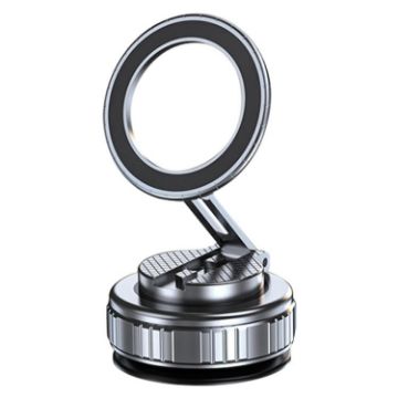 Foldable Magnetic Car Phone Holder - G712 Vacuum Adsorption, Silver - 1