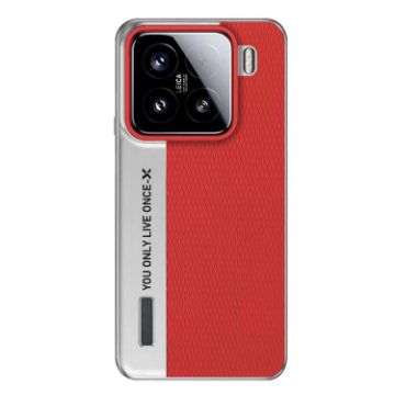 Xiaomi 15 Camera Design Diamond Texture Leather Phone Case Red - 1