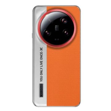 Xiaomi 13 Ultra Camera Design Leather PC Phone Case - Orange - 1