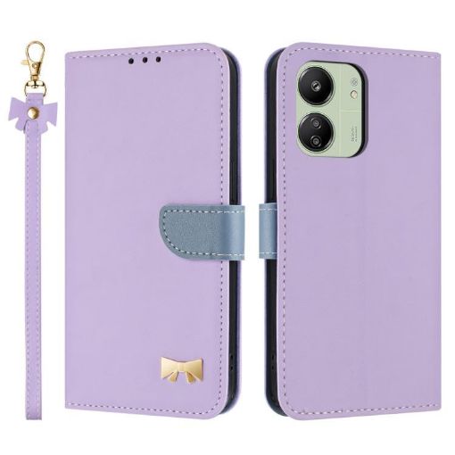Redmi 13C 4G Global Purple Leather Phone Case with Hand Strap - 1