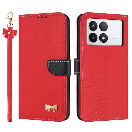 Redmi K70 Pro/Poco F6 Pro 5G Red Leather Case with Hand Strap - 1