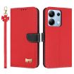 Red Leather Phone Case with Hand Strap for Redmi Note 13 4G Global - 1
