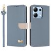 Redmi Note 13 4G Global Leather Phone Case with Hand Strap - Light Blue - 1