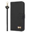 Redmi Note 12 4G Black Leather Phone Case with Metal Bow & Hand Strap - 2
