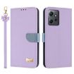 Redmi Note 12 4G Purple Leather Phone Case with Metal Bow & Hand Strap - 1