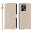 Redmi Note 12 5G/Poco X5 Metal Bow Leather Case with Hand Strap Apricot - 1