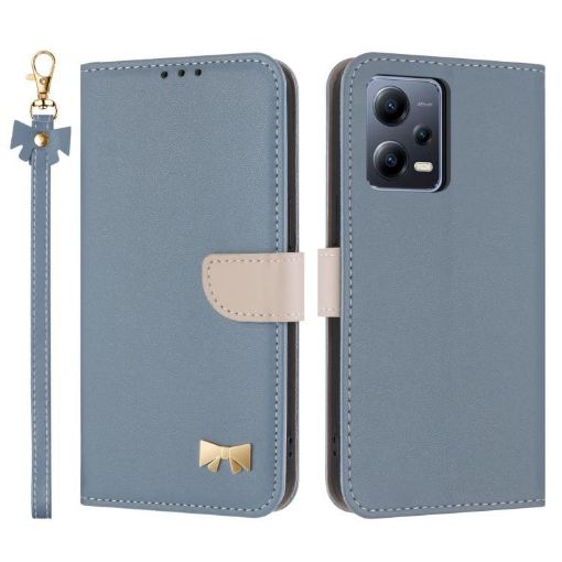 Redmi Note 12 Pro+ 5G Light Blue Leather Case with Hand Strap - 1
