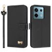 Redmi Note 13 5G Black Leather Phone Case with Metal Bow & Hand Strap - 1
