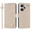 Redmi Note 13 Pro+ Metal Bow Leather Case with Hand Strap - Apricot - 1