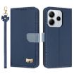 Redmi Note 14 4G Dark Blue Leather Phone Case with Hand Strap - 1