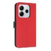 Redmi Note 14 5G Leather Phone Case with Hand Strap - Red Metal Bow - 3