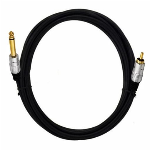 3m 6.35mm Mono Plug to RCA Male Audio Adapter Cable for Amp, Speaker, Guitar - 1