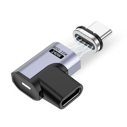 Type-C Male to Female PD240W 80Gbps Magnetic Adapter, Elbow Head - 1