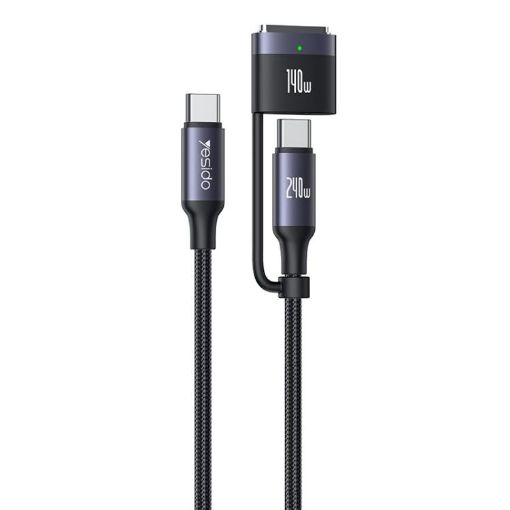 Yesido CA197 240W 2-in-1 Type-C & MagSafe 3 Cable, 2m (Black) - 1