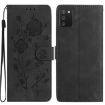 Samsung Galaxy A02S Leather Case, Rose Flower Embossed, Black, 166mm EU - 1