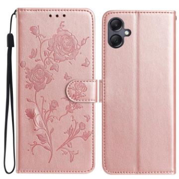 Samsung Galaxy A05 Rose Flower Embossed Leather Case Rose Gold - 1