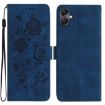 Samsung Galaxy A06 Dark Blue Rose Embossed Leather Phone Case - 1