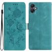 Samsung Galaxy A06 Green Leather Case with Rose Flower Embossing - 1