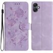 Samsung Galaxy A06 Light Purple Rose Embossed Leather Phone Case - 1