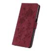 Samsung Galaxy A12 Red Rose Flower Embossed Leather Phone Case - 5