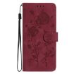 Samsung Galaxy A13 5G Red Rose Flower Embossed Leather Phone Case - 2