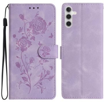 Samsung Galaxy A13 5G Light Purple Rose Embossed Leather Case - 1