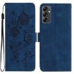 Samsung Galaxy A14 Dark Blue Rose Embossed Leather Phone Case - 1