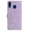 Samsung Galaxy A20e Light Purple Rose Embossed Leather Phone Case - 3