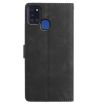 Samsung Galaxy A21S Black Leather Case with Rose Flower Embossing - 3