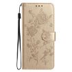 Samsung Galaxy A22 Gold Leather Case with Rose Flower Embossing Pattern - 2