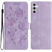 Samsung Galaxy A25 Light Purple Rose Embossed Leather Phone Case - 1