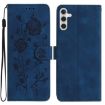 Samsung Galaxy A26 Dark Blue Rose Flower Embossed Leather Case - 1