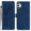 Samsung Galaxy A32 Dark Blue Rose Embossed Leather Phone Case - 1