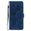 Samsung Galaxy A32 Dark Blue Rose Embossed Leather Phone Case - 3