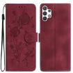 Samsung Galaxy A32 Red Rose Flower Embossed Leather Phone Case - 1