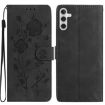 Samsung Galaxy A36 Black Leather Case - Rose Flower Embossing Pattern - 1