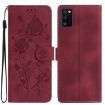 Samsung Galaxy A41 Red Rose Flower Embossed Leather Phone Case - 1