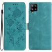 Samsung Galaxy A42 Green Leather Case with Rose Flower Embossing - 1