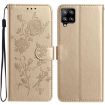 Samsung Galaxy A42 5G Gold Rose Flower Embossed Leather Phone Case - 1