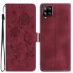 Samsung Galaxy A42 5G Red Rose Embossed Leather Phone Case - 1