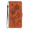 Samsung Galaxy A51 Brown Leather Case with Rose Flower Embossing Pattern - 2