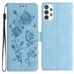 Samsung Galaxy A53 Sky Blue Rose Embossed Leather Phone Case - 1