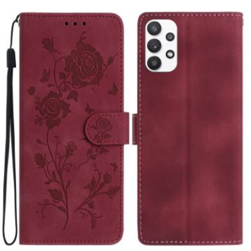 Samsung Galaxy A53 Red Rose Embossed Leather Phone Case - 1