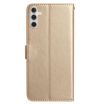 Samsung Galaxy A54 Gold Rose Flower Embossed Leather Phone Case - 3