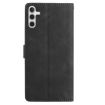Samsung Galaxy A54 Black Leather Case with Rose Flower Embossing - 3