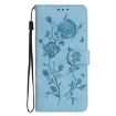 Samsung Galaxy A54 Sky Blue Rose Embossed Leather Phone Case - 2