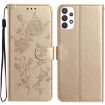 Samsung Galaxy A72 Gold Rose Flower Embossed Leather Phone Case - 1