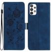 Samsung Galaxy A72 Dark Blue Rose Embossed Leather Phone Case - 1