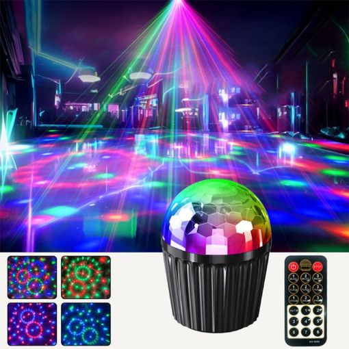 Stripe Magic Ball Light LED RGB Rotating Stage Lamp, Remote Control - 1