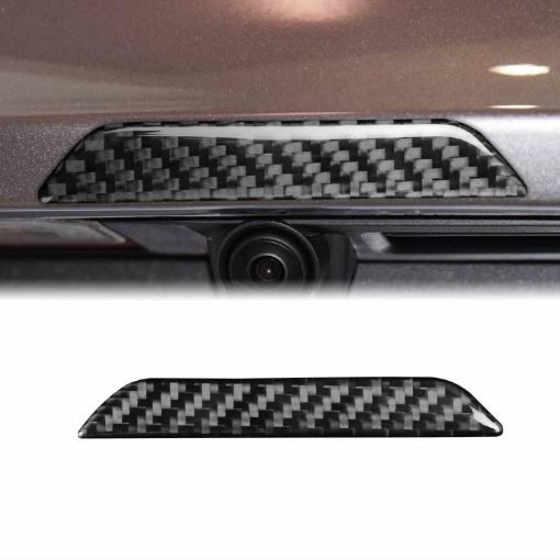 Tesla Model 3/Y/S/X Carbon Fiber Trunk Logo Sticker, Black, L/R Drive - 1